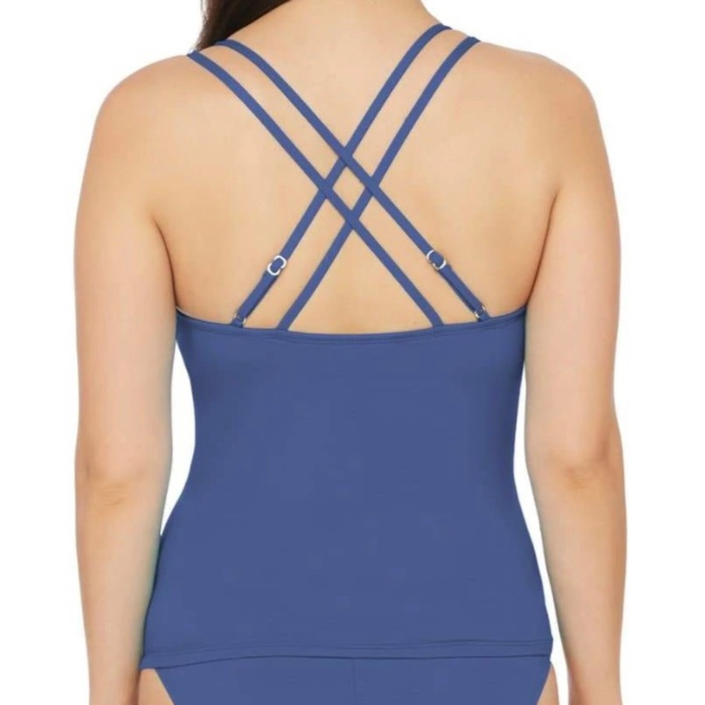 NEW La Blanca Women’s tankini swim top in blue moon “Island Goddess” - Picture 11 of 13